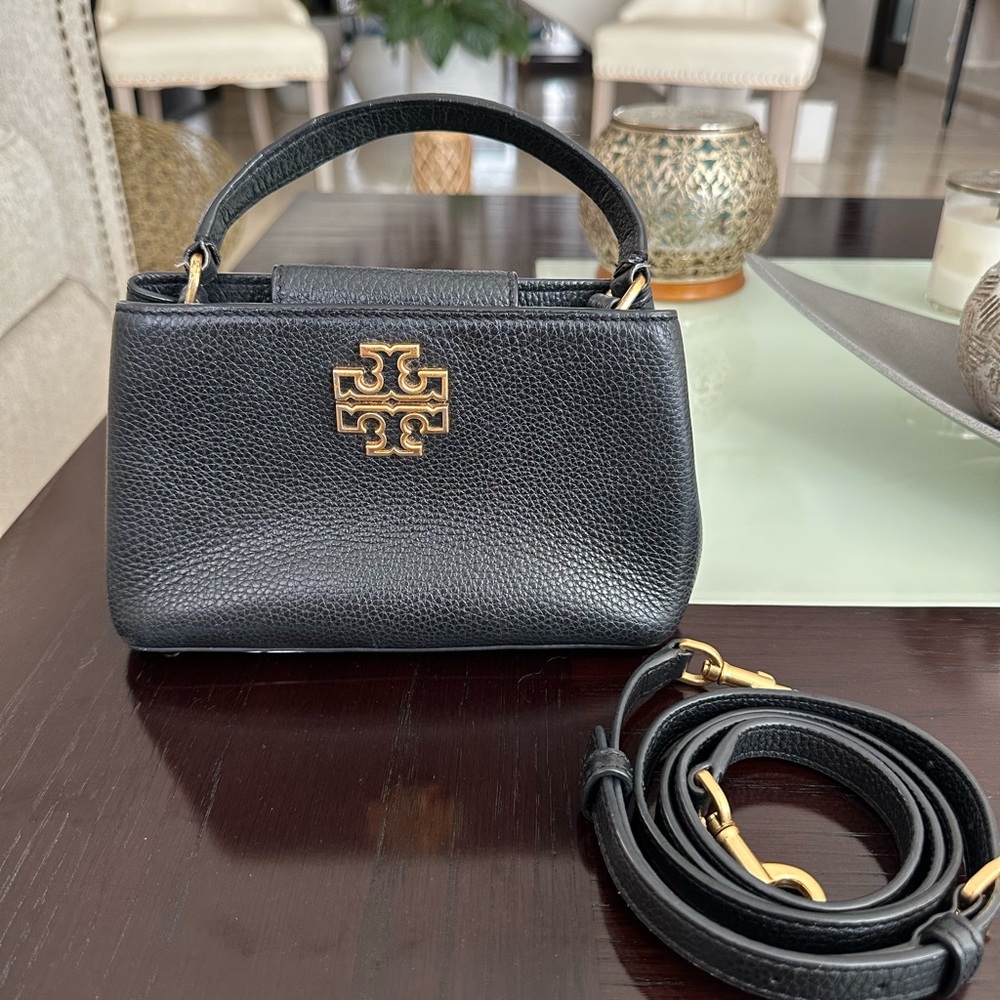 Tory Burch Black Mini Bag with Gold Accents